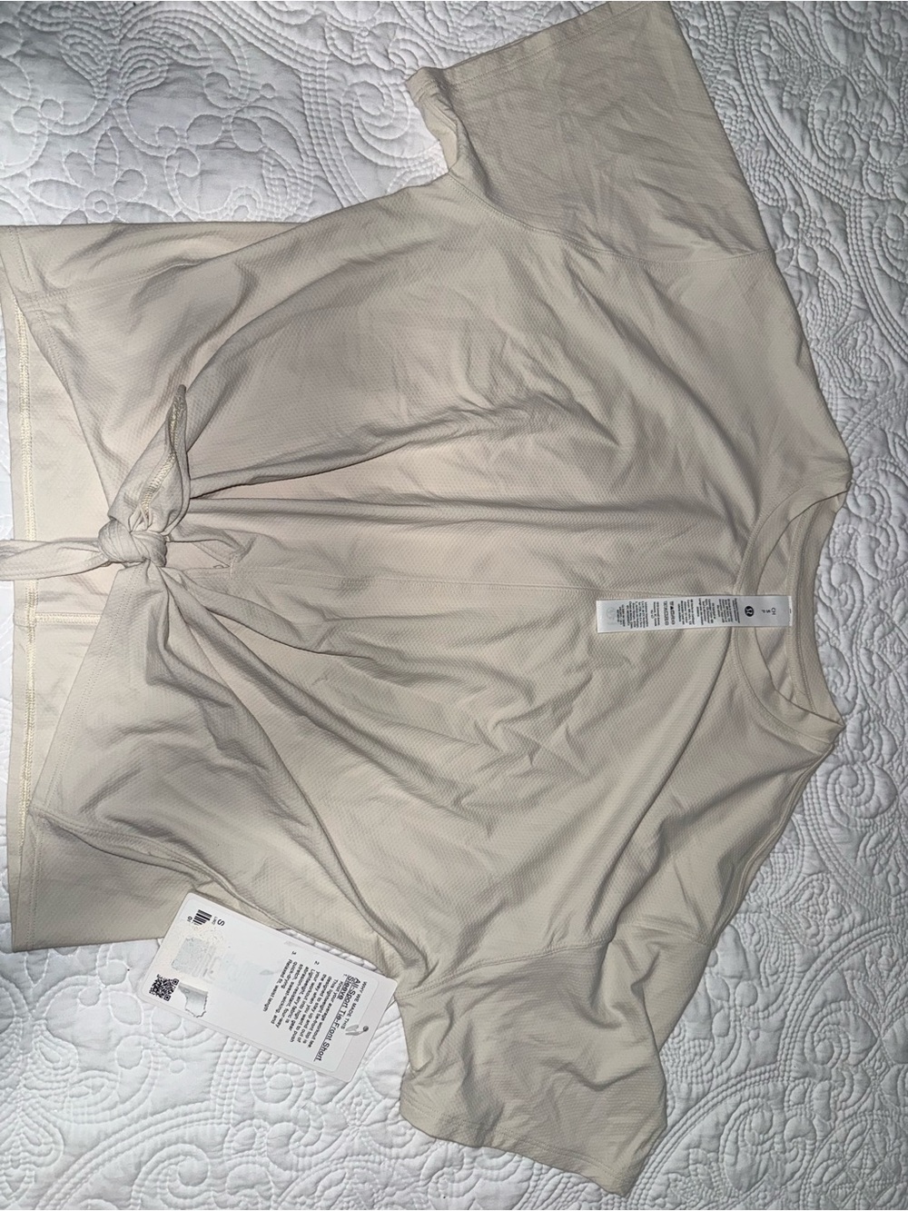 lululemon athletica Cream Tie-Front Short Sleeve Tee